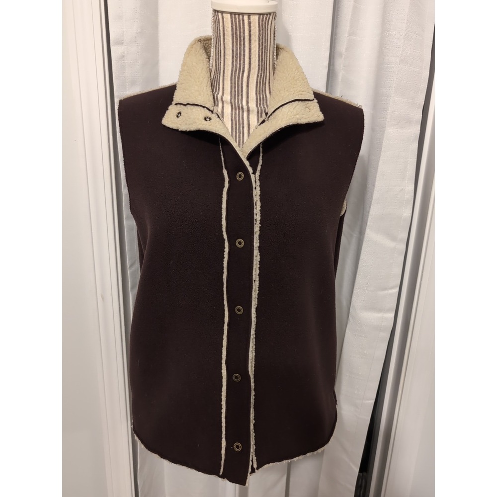 Ralph Lauren Women's Brown Snap Up Vest Fully Fleece Lined Size Large
